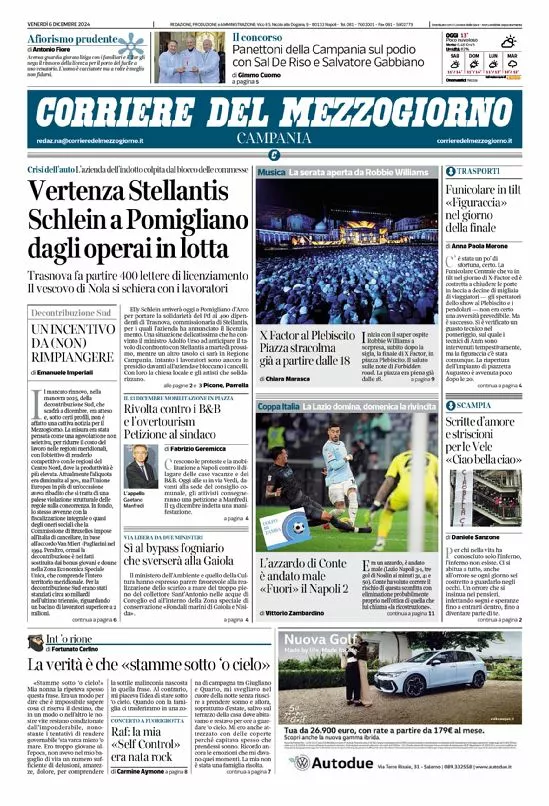 Prima-pagina-corriere del mezzogiorno-del-2024-12-06